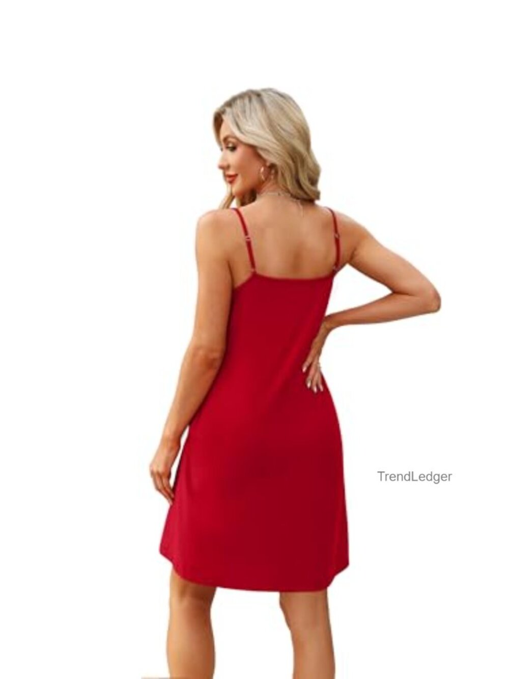 Spaghetti Strap Sundress Cotton Blend Mini Dress with Pockets - Picture 3 of 6